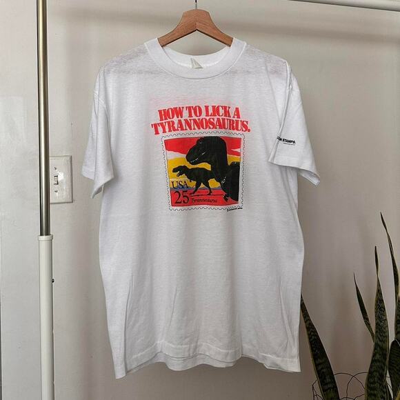 Vintage 1989 Tyrannosaurus USPS Stamp Shirt - Picture 1 of 7